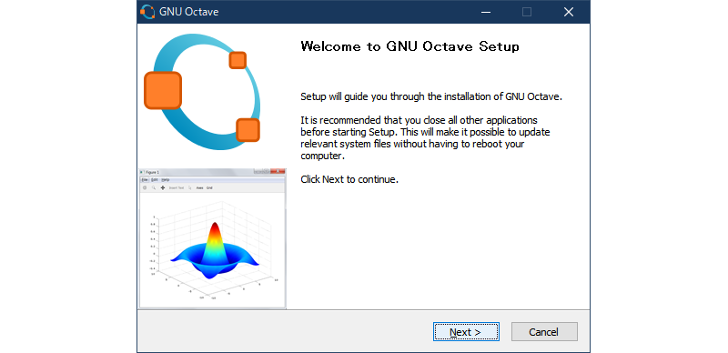 GNU Octaveインストーラーの起動画面