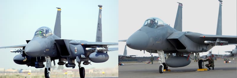 F-15の吸気口の位置の比較（上方と下方）